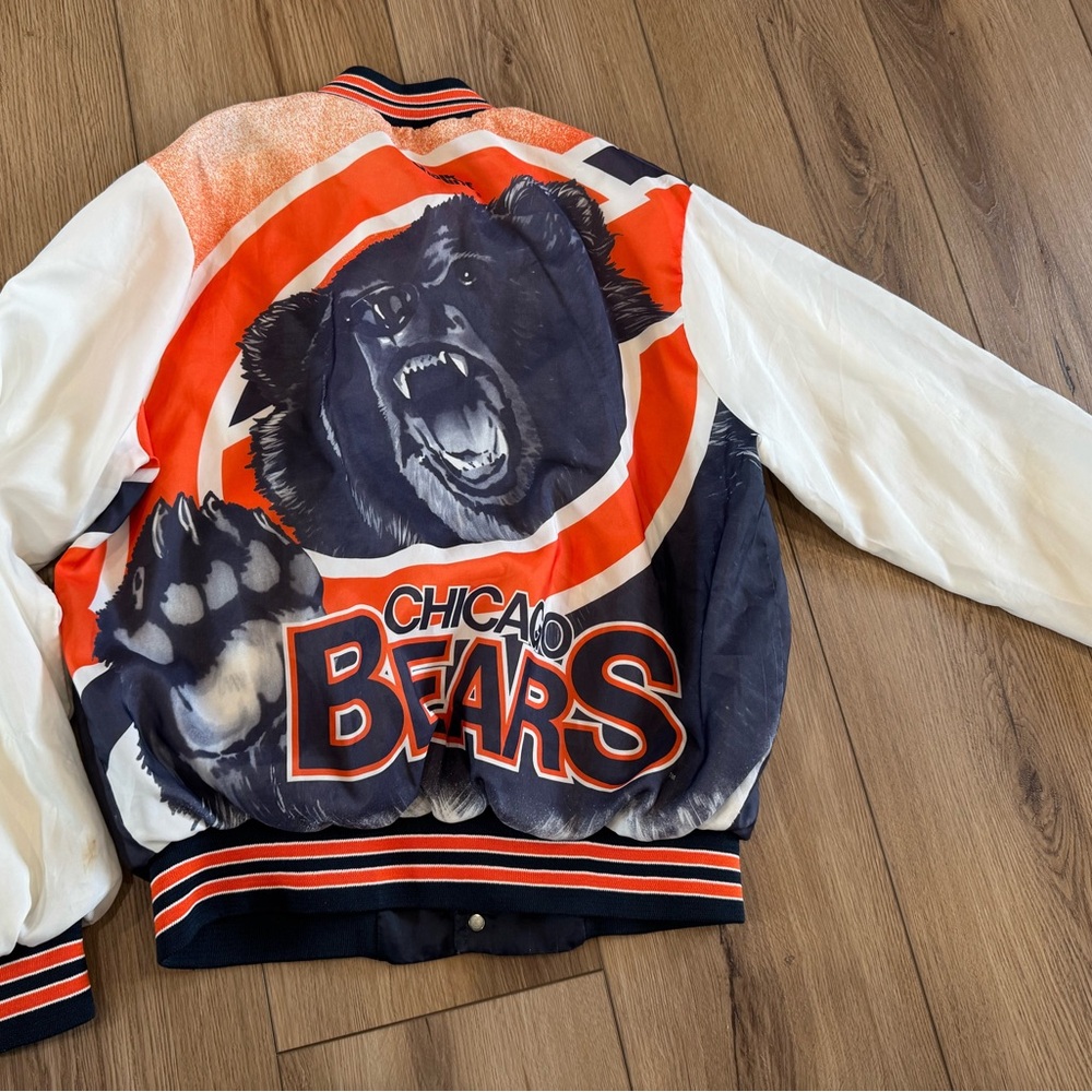 Vintage Chicago Bears Chalk Line Fanimation Bomber Jacket XL 90s Original- READ